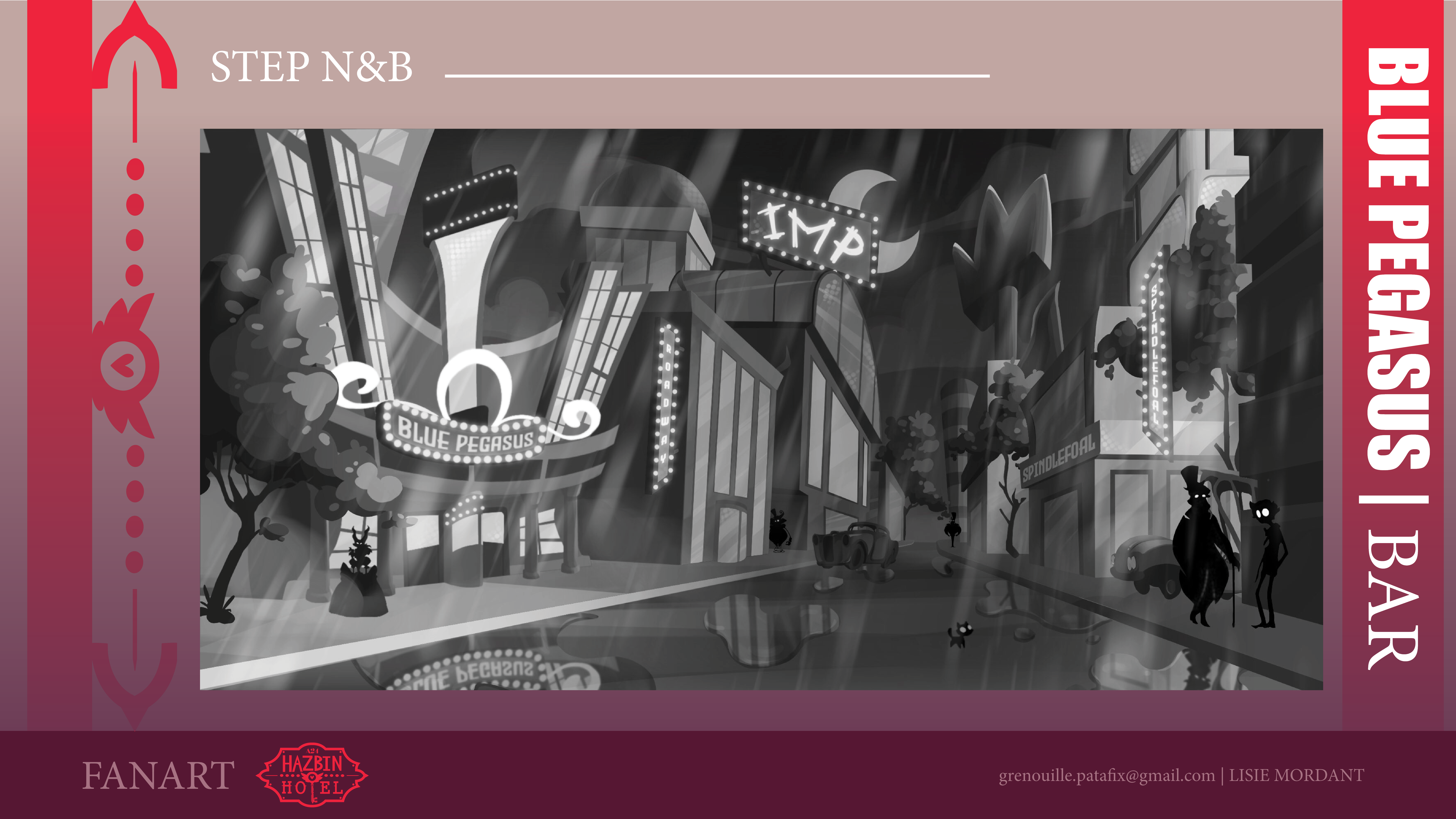 Focused on the black and white values, this keyframe comes before the final color step.